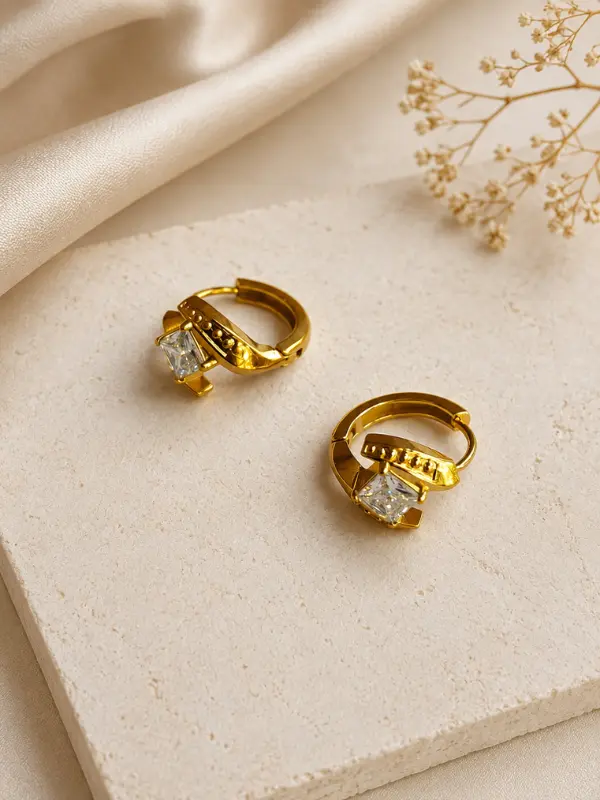 Celestia Solitaire Swirl Drop Earrings - Image 2