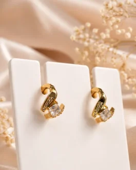 Celestia Solitaire Swirl Drop Earrings