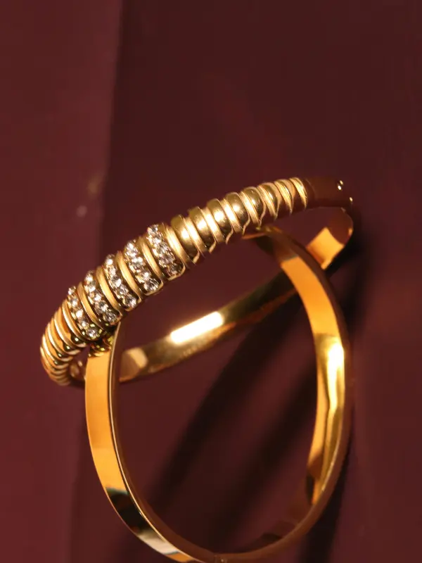Celestial Crystal-Ribbed Statement Bangle