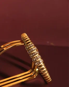 Celestial Crystal-Ribbed Statement Bangle