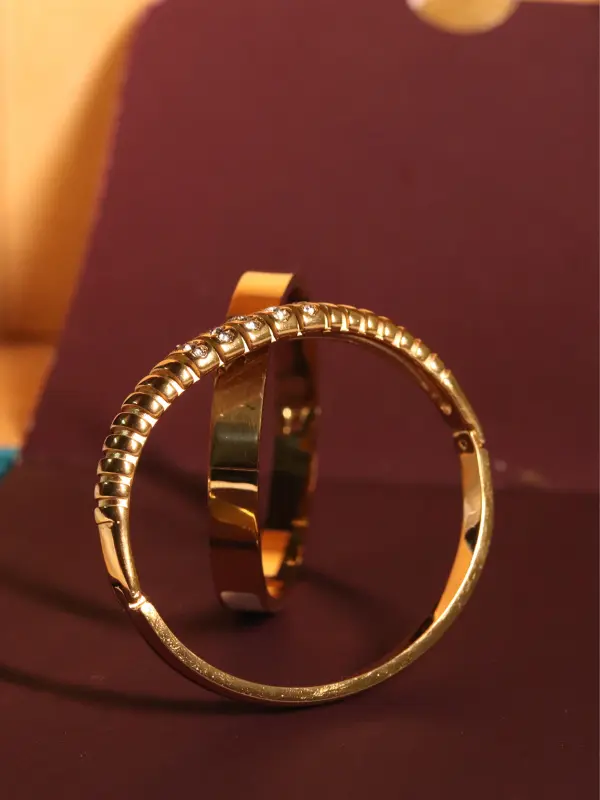 Celestial Crystal-Ribbed Statement Bangle - Image 3