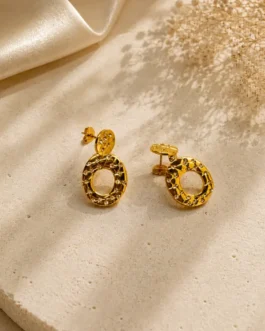 Constellation Stippled Gold Drop Earrings