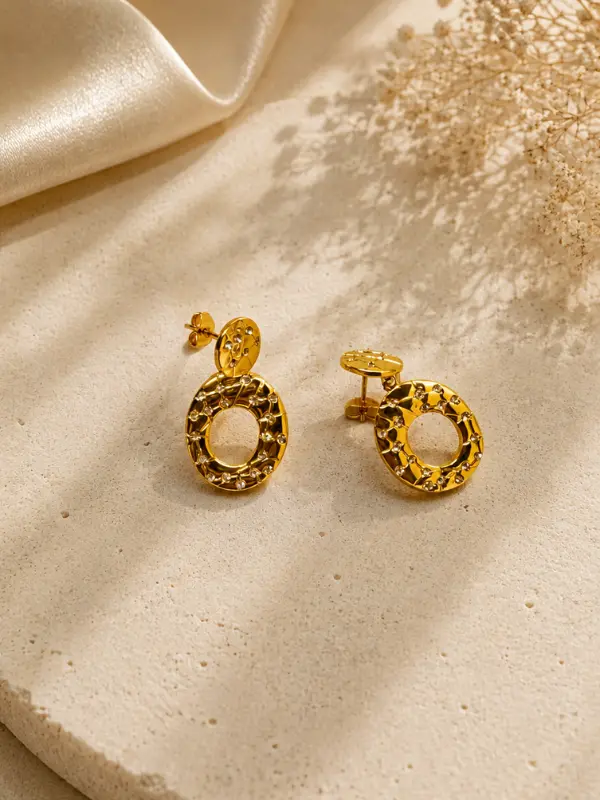 Constellation Stippled Gold Drop Earrings