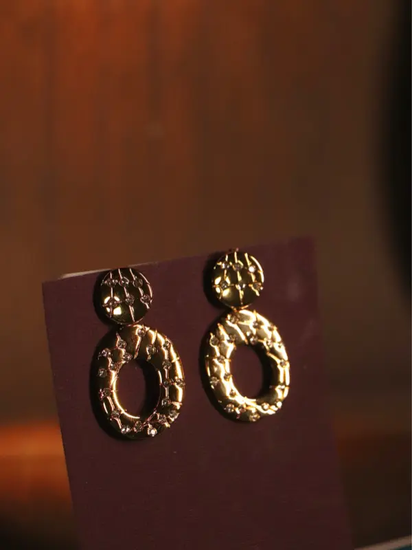 Constellation Stippled Gold Drop Earrings - Image 2