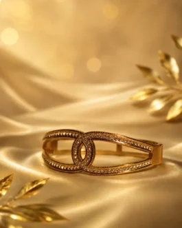 Geometric Pavé Dual-Band Cuff Bangle