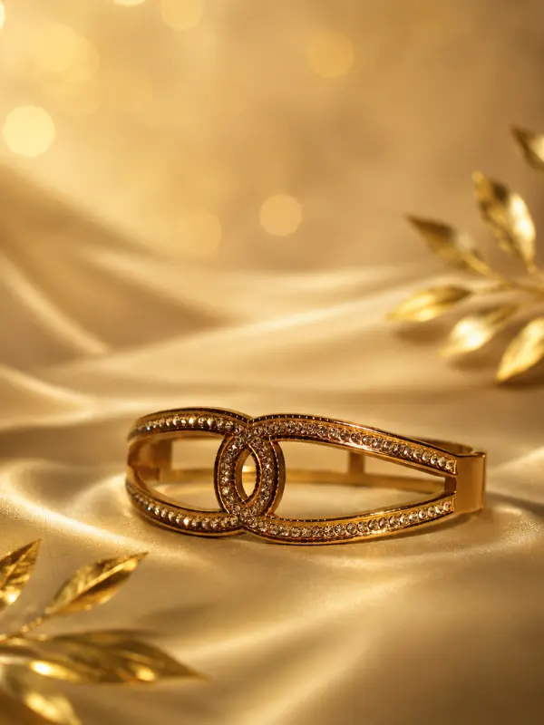 Geometric Pavé Dual-Band Cuff Bangle - Image 2