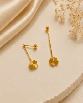 Golden Clover Chain Drop Earrings