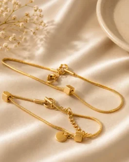 Golden Cube Minimalist Snake Anklet
