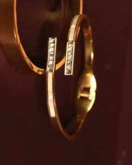 Horizon Inlaid Shell & Crystal Bypass Bangle