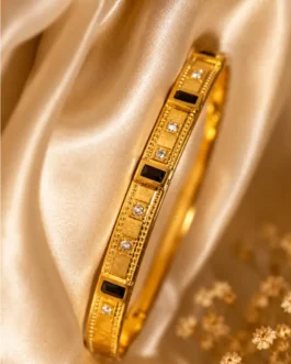 Imperial Onyx & Crystal Gold Bangle