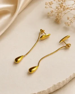 Liquid Gold Teardrop Linear Chain Earrings