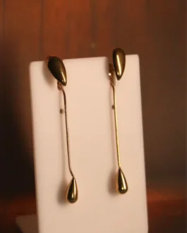 Liquid Gold Teardrop Linear Chain Earrings