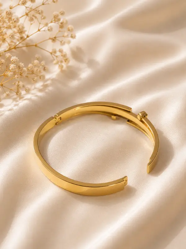 Lumière Classic Enamel & Crystal Bar Bangle - Image 2