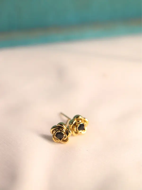 Midnight Bloom Onyx Rose Studs - Image 2