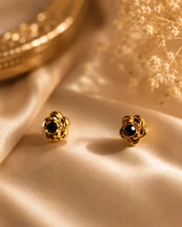 Midnight Bloom Onyx Rose Studs