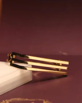 Minimalist Triple-Bar Gold Bangle
