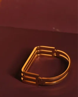 Minimalist Triple-Bar Gold Bangle