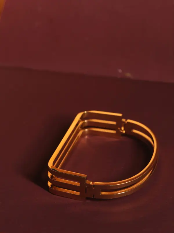 Minimalist Triple-Bar Gold Bangle - Image 2