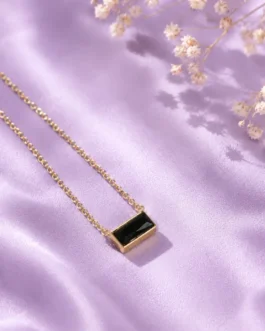 Noir Modernist Baguette Necklace
