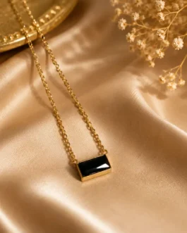 Noir Modernist Baguette Necklace