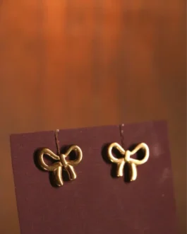 Petite Ribbon Gold Bow Stud Earrings