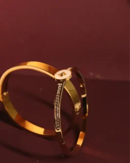 Royale Monogram & Crystal Bar Bangle