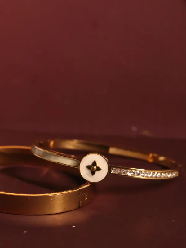 Royale Monogram & Crystal Bar Bangle - Image 2