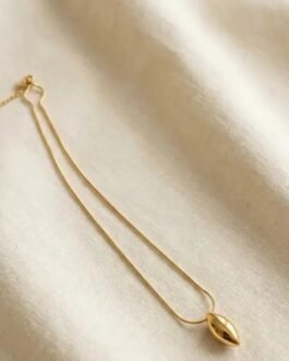 Gilded Marquise Bud Pendant Necklace