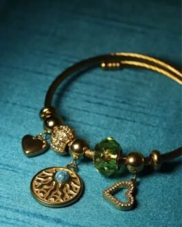 Celestial Emerald & Turquoise Charm Bangle